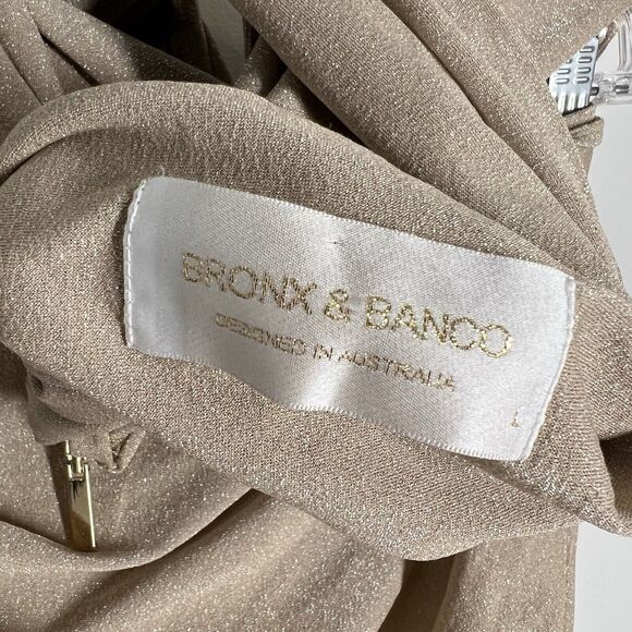 Bronx & Banco Sz L / 8 Cleopatra Cutout Maxi Dress in Sand Gold Shimmer - Picture 6 of 10